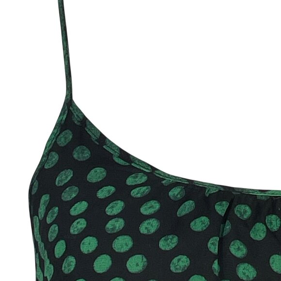 Theory 100% Silk Green Dot-Print Lined Camisole Top Spaghetti Straps Size P/XS - Picture 6 of 15